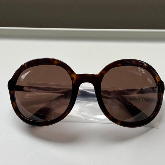 PRADA Sunglasses 0PR 09VS Tortoiseshell Havana Plastic Round Sunglasses NIB - Picture 10 of 11
